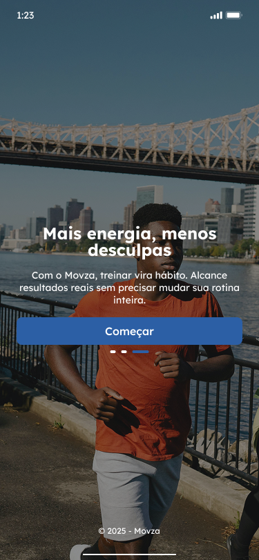 Onboarding — mais energia, menos desculpas