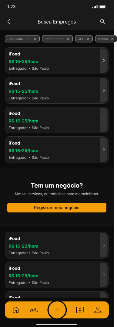 Vaga — entregador motociclista com candidatura direta