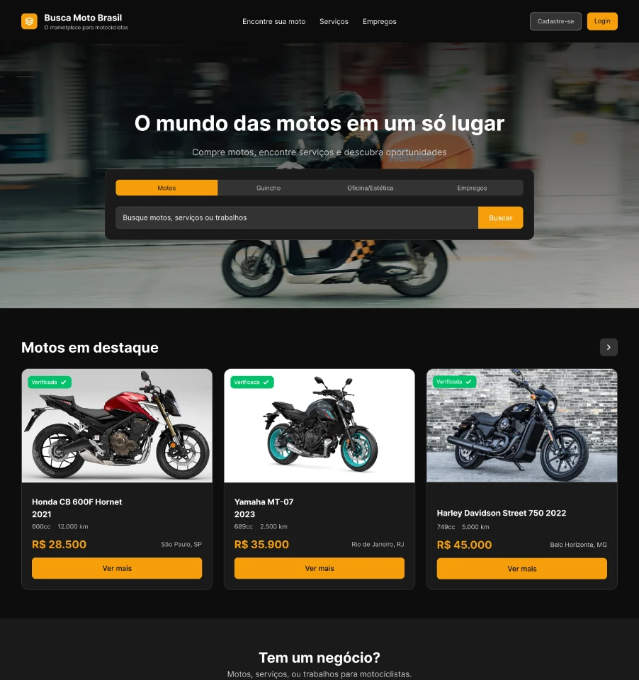 Home — motos, serviços e vagas em uma só busca
