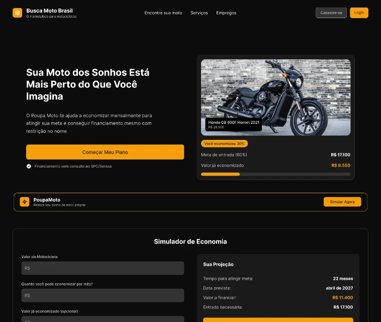 PoupaMoto — o plano de economia para chegar à entrada
