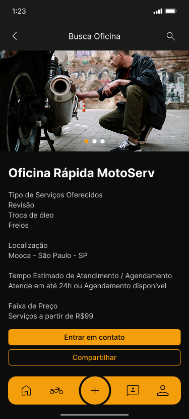 Oficina — serviços, localização, tempo de atendimento e faixa de preço