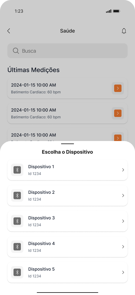Escolha do dispositivo — pareamento por Bluetooth