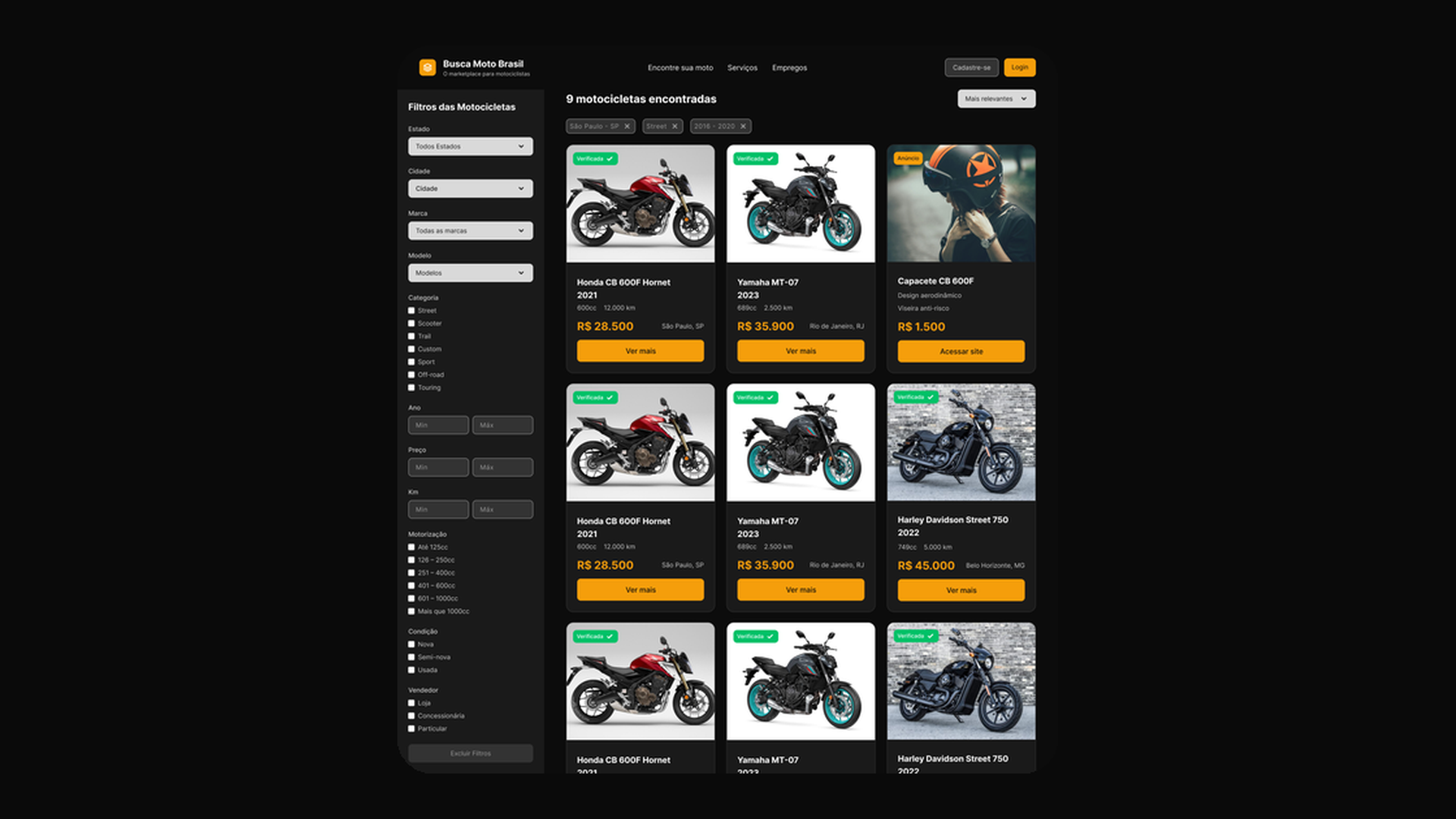 Capa do projeto Busca Moto Brasil
