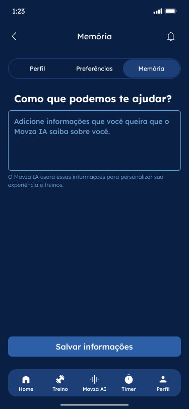 Memória — o que a IA precisa lembrar sobre você